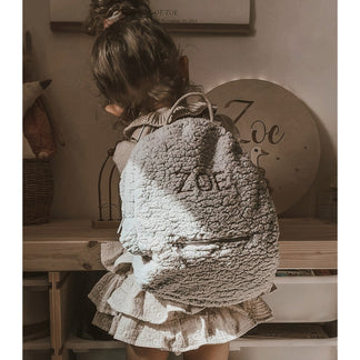 Teddy Kinderrucksack mit gesticktem Namen - grau