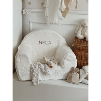 Teddysessel Weiß - mit gesticktem Namen