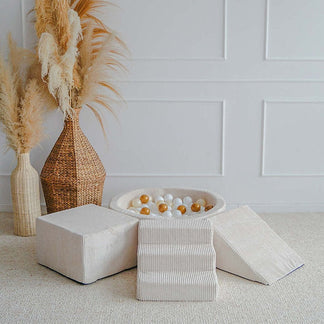 3 Elemente + Bällebad 90 x 30 cm Rib Velvet Creme