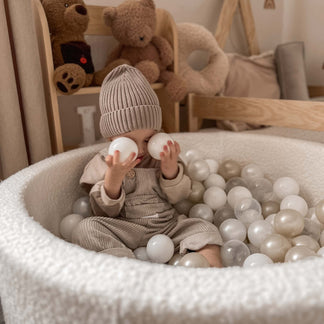 Bällebad Bouclé Weiß 90x40cm - Mimii