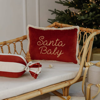 Kussen met franjes rood - met naam