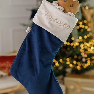 Kerstsok blauw met naam