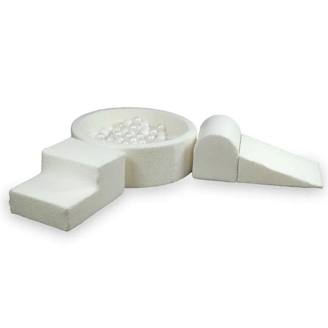 Set Elemente + Bällebad 90x30cm Bouclé Weiß - Mimii