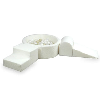 Set Elemente + Bällebad 90x30cm Bouclé Weiß - Mimii