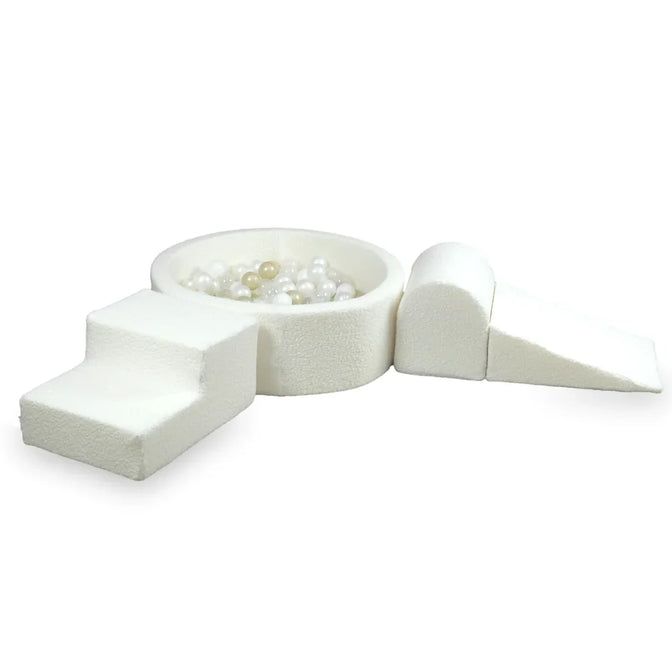 Set Elemente + Bällebad 90x30cm Bouclé Weiß - Mimii