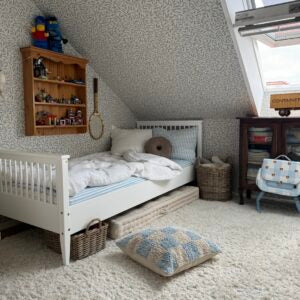 Standardbett Boho mit schmalem Geländer Weiß - 90x190cm