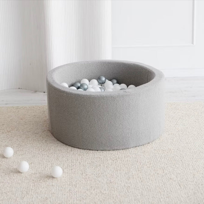 Bällebad Bouclé Grau 90x40cm