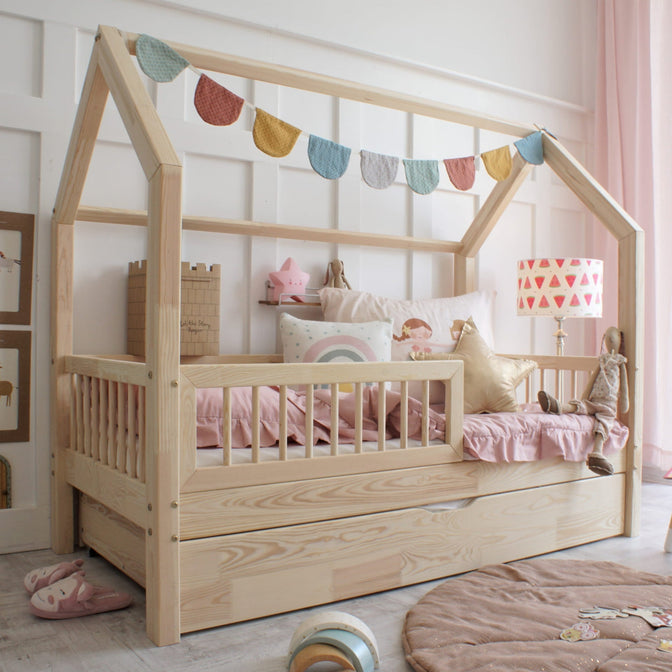 Betthaus Senna mit Bettkasten Natur - 90x190cm