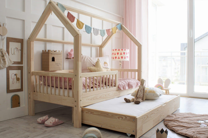 Betthaus Senna mit Bettkasten Natur - 90x190cm