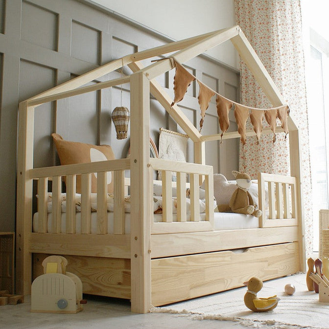 Betthaus Yara Duo mit Bettkasten Natur - 90x190cm