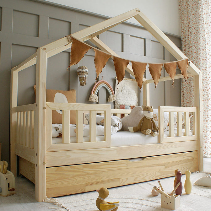 Betthaus Yara Duo mit Bettkasten Natur - 90x190cm