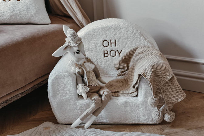 Teddysessel Weiß - mit gesticktem Namen