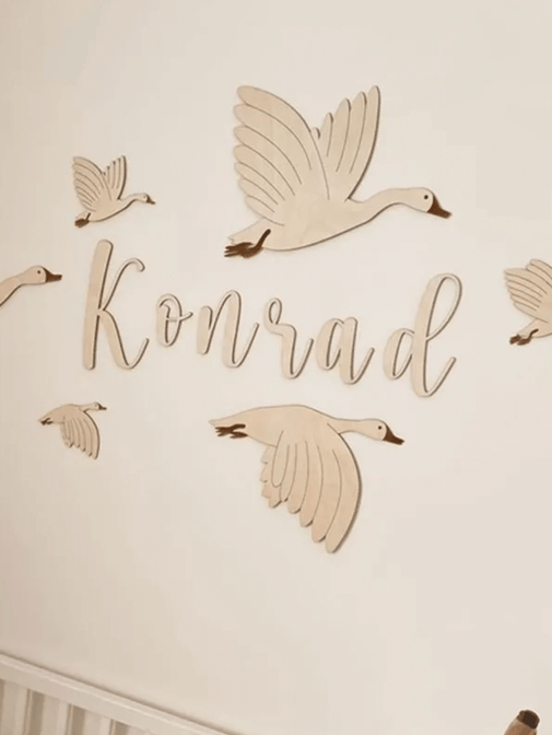 Holz-Gänseset mit Namen