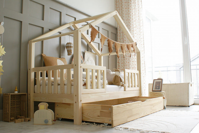 Betthaus Yara Duo mit Bettkasten Natur - 90x190cm