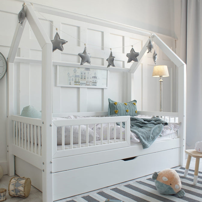 Betthaus Senna mit Schublade Weiß - 80x160cm