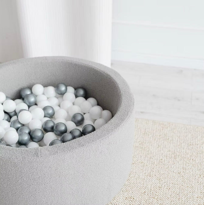 Bällebad Bouclé Grau 90x40cm
