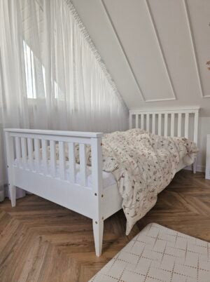 Standardbett Boho mit breitem Rand Weiß - 90x190cm