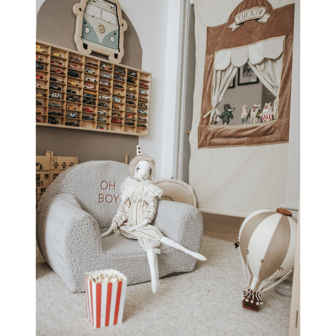 Teddysessel Grau - mit gesticktem Namen