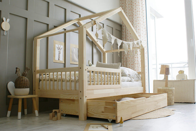 Betthaus Suze mit Bettkasten Natur - 90x190cm