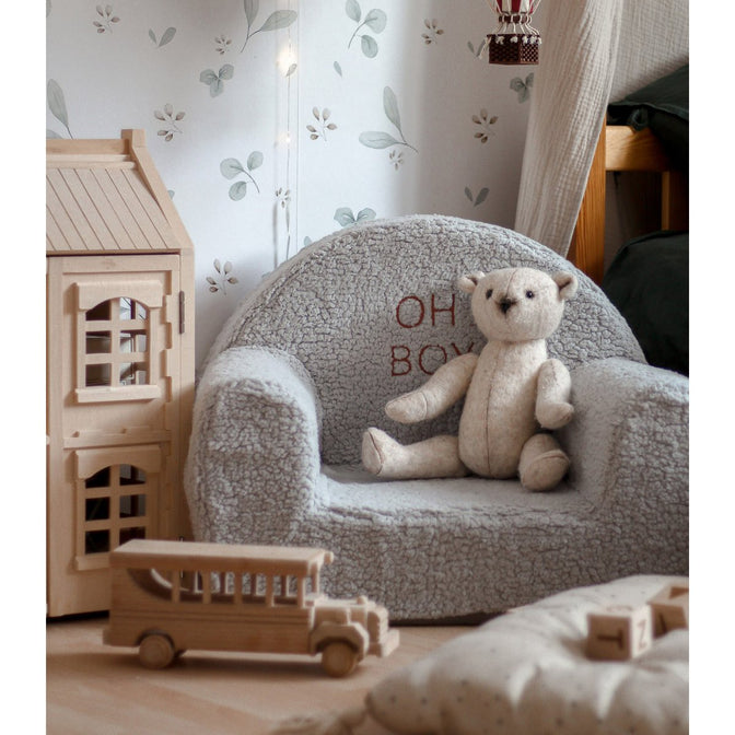 Teddysessel Grau - mit gesticktem Namen