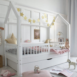 Betthaus Senna mit Schublade Weiß - 80x160cm