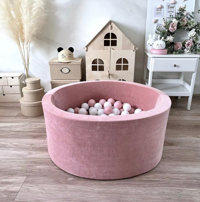 Bällebad Soft Velvet Himbeerrosa 90x40cm