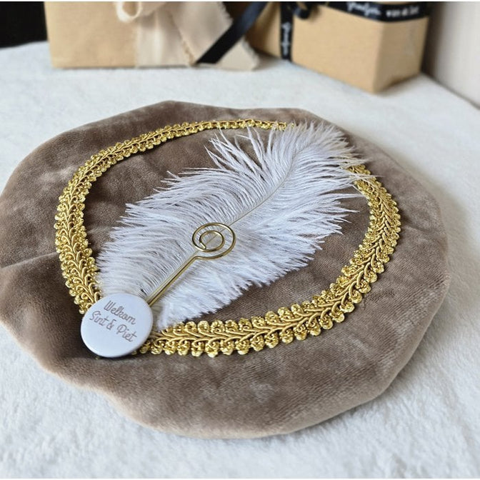 Luxuriöse Piet-Mütze mit Heiligenstab - Brauner Samt - Zoemi Baby