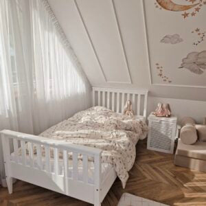 Standardbett Boho mit breitem Rand Weiß - 90x190cm