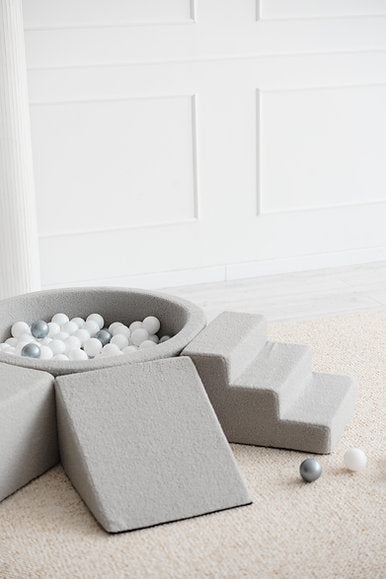 3 Elemente + Bällebad 90 x 30 cm Bouclé Grau