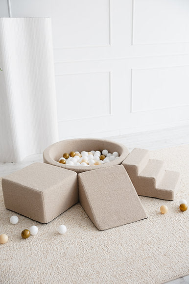 3 Elemente + Bällebad 90 x 30 cm Bouclé Beige