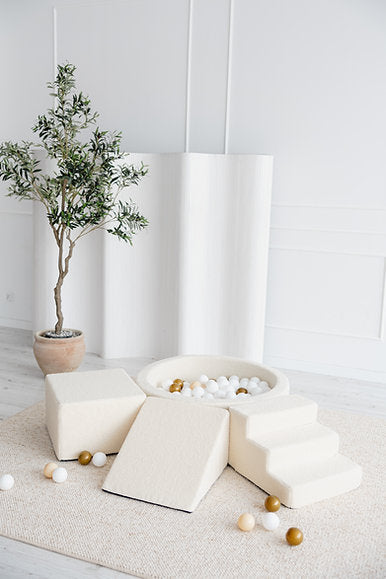 3 Elemente + Bällebad 90 x 30 cm Bouclé Créme