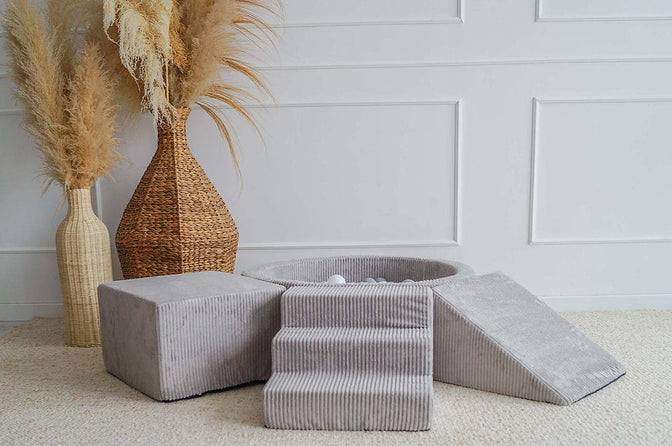 3 Elemente + Bällebad 90 x 30 cm Rib Velvet Grey