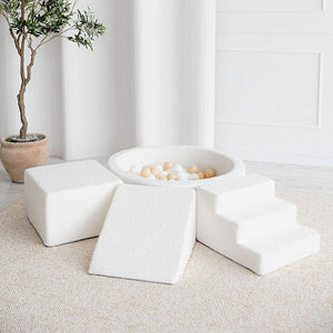 3 Elemente + Bällebad 90 x 30 cm Bouclé Weiß