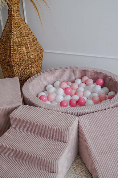 3 Elemente + Bällebad 90 x 30 cm Rib Velvet Dirty Pink