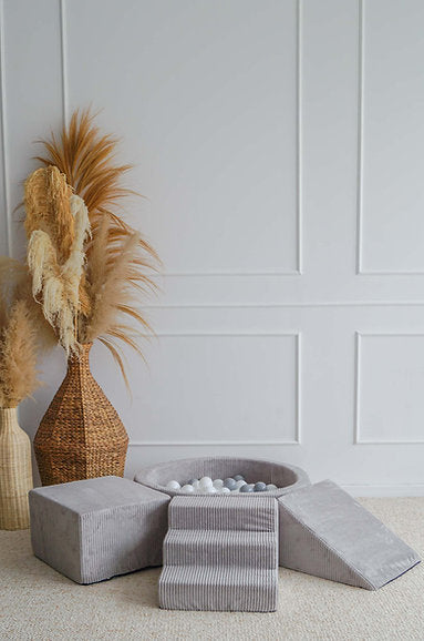 3 Elemente + Bällebad 90 x 30 cm Rib Velvet Grey