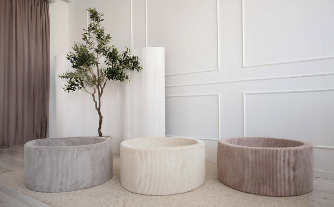 Bällebad Rib Velvet Grau 90x40cm