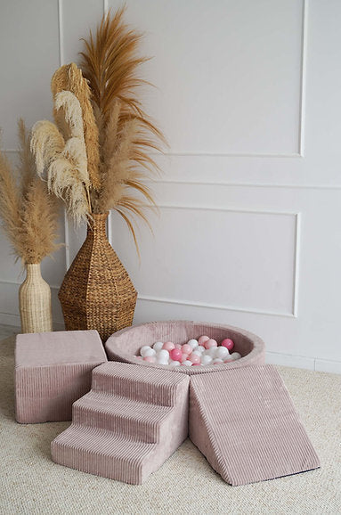 3 Elemente + Bällebad 90 x 30 cm Rib Velvet Dirty Pink