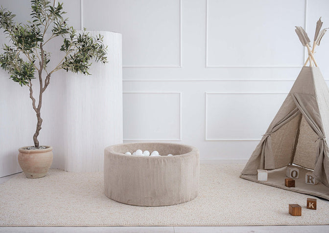 Bällebad Rib Velvet Dunkelbeige 90x40cm