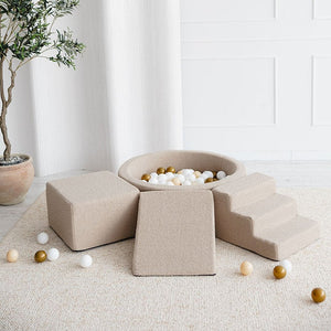 3 Elemente + Bällebad 90 x 30 cm Bouclé Beige