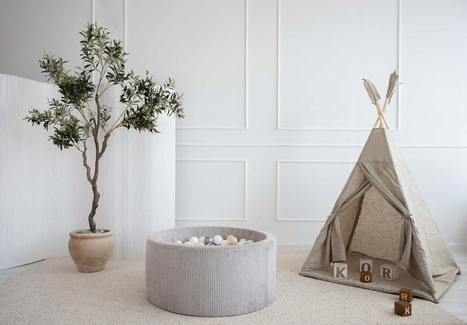 Bällebad Rib Velvet Grau 90x40cm