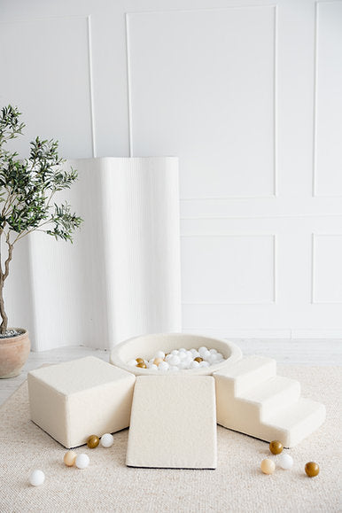 3 Elemente + Bällebad 90 x 30 cm Bouclé Créme