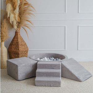 3 Elemente + Bällebad 90 x 30 cm Rib Velvet Grey