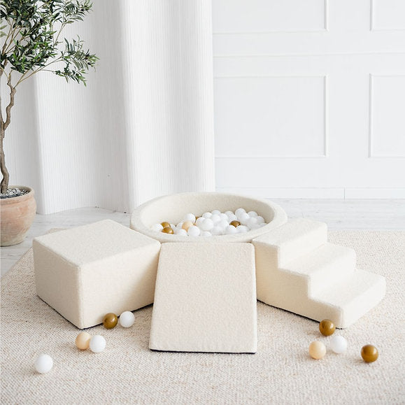 3 Elemente + Bällebad 90 x 30 cm Bouclé Créme