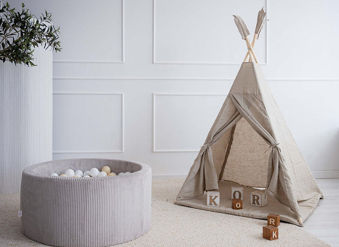 Bällebad Rib Velvet Grau 90x40cm