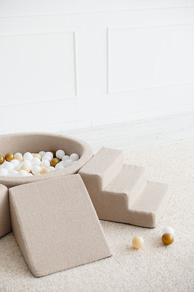 3 Elemente + Bällebad 90 x 30 cm Bouclé Beige