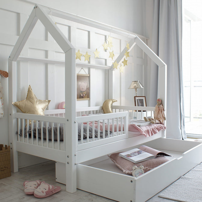 Betthaus Senna mit Schublade Weiß - 80x160cm