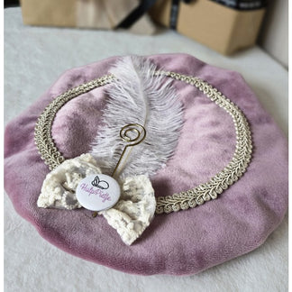 Luxuriöse Piet-Mütze mit Weihnachtsmannstab und Schleife - Rosa Samt - Zoemi Baby