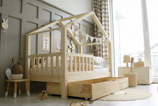 Betthaus Yara mit Bettkasten Natur - 90x190cm