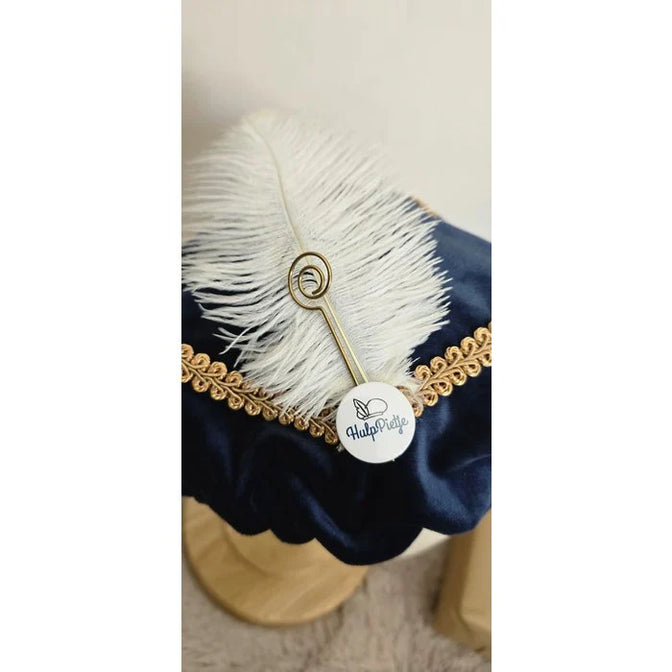 Luxuriöse Weihnachtsmannmütze mit Stab - Blauer Samt - Zoemi Baby