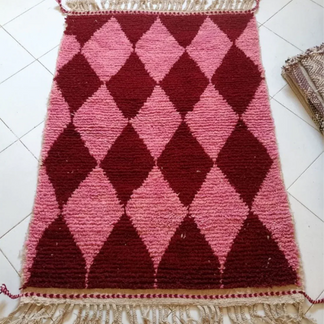 Vloerkleed Beni Ouarain ruit - roze